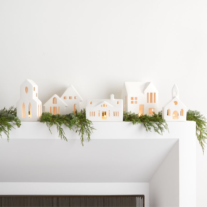 White Ceramic Christmas Houses, Set of 5 + Reviews | Crate & Barrel | Crate & Barrel