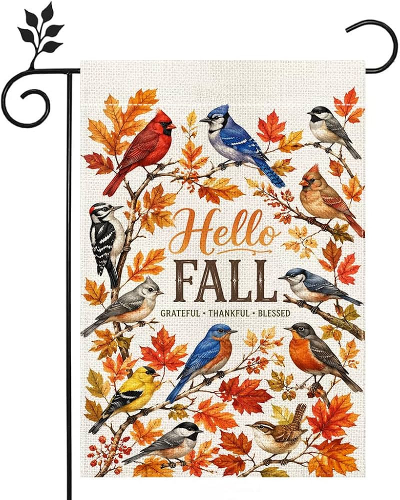 Fall Thanksgiving Bird Garden Flag Double Sided 12x18 Outdoor Decor | Amazon (US)