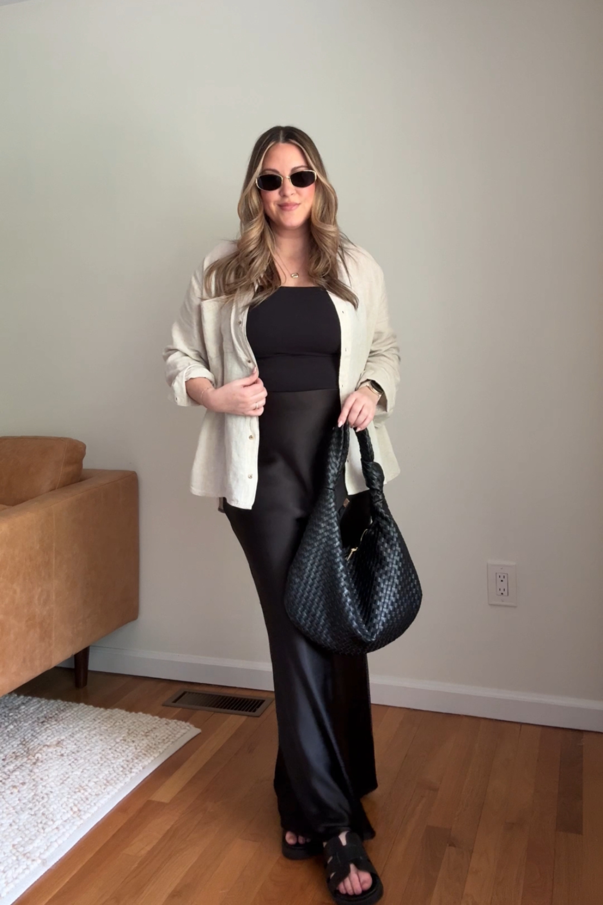 Spring Capsule 〰️ Ways to wear a satin skirt. Skirt is old REVOLVE so linking similar! M in tube top and linen shirt.

satin skirt outfit, maxi skirt outfit, black maxi skirt, black satin skirt, spring outfits, workwear outfit, spring capsule wardrobe 

 #LTKSeasonal #LTKStyleTip