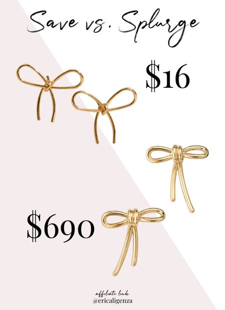 Save vs splurge! Bow earrings from altar’d state for $16 vs $690 pair of earrings from Neiman Marcus 🎀

Gold earrings // dainty earrings // earrings under $20 // bow detail earrings 

#LTKstyletip #LTKfindsunder50