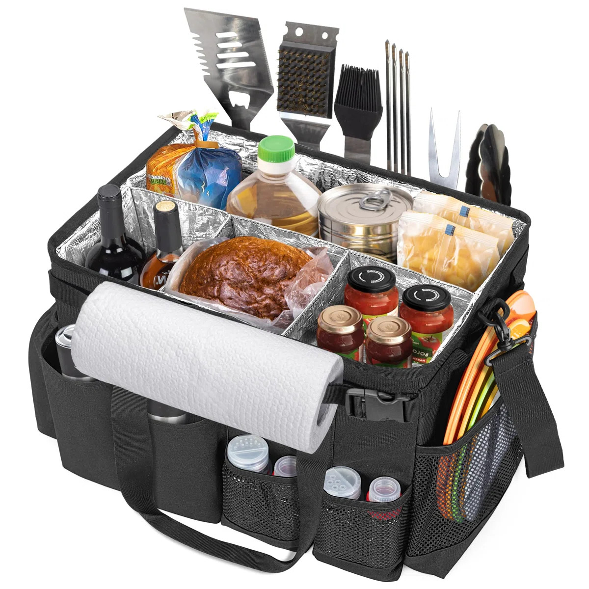 Large Grill Utensil Caddy With Paper Towel Holder, Outdoor Picnic Bag Organizer For BBQ Supplies ... | Wayfair North America