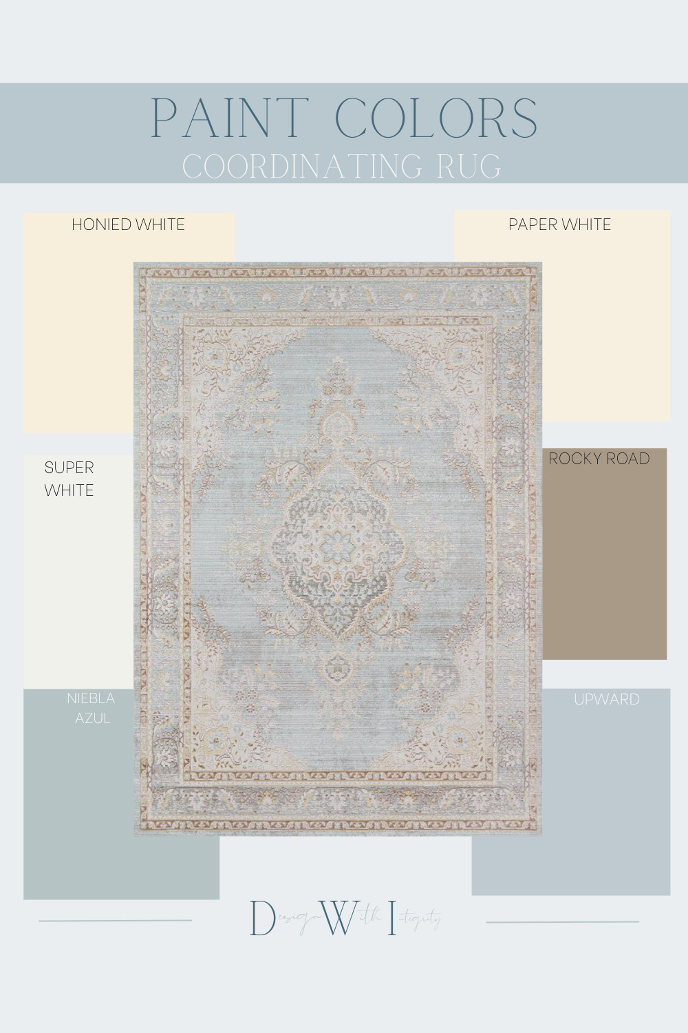Paint Pairings for a Soft Blue and Neutral Area Rug

This Paint Pairings mood board showcases a soft blue and neutral area rug with coordinating paint colors for a cohesive and timeless look. Options like Honied White and Paper White keep the palette light, while Super White adds brightness. Niebla Azul and Upward highlight the rug’s calming tones, and Rocky Road provides depth and contrast. Perfect for living rooms, bedrooms, or dining rooms, this combination creates a serene and stylish home design. Shop the look on LTK.

#PaintPairings #AreaRugStyling #InteriorDesignIdeas #NeutralColorPalette #BlueInteriors #RugAndPaintColors #HomeDecorInspiration #InteriorDesignTips #LivingRoomDesign #BedroomDesignIdeas #LTKHome #PaintColors #HomeDecorTrends

 

 #LTKHome