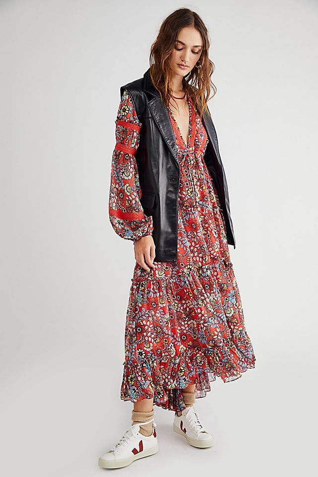 Cassis Printed Chiffon Dress | Free People (Global - UK&FR Excluded)