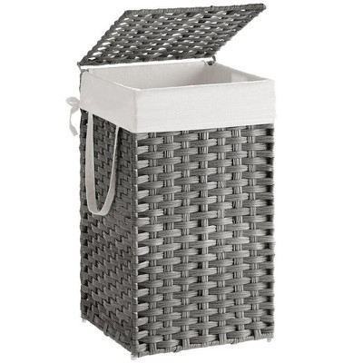 65L Laundry Hamper with Lid Folding Laundry Basket Clothes Hamper with Removable Liner for Laundry Room Gray | Target