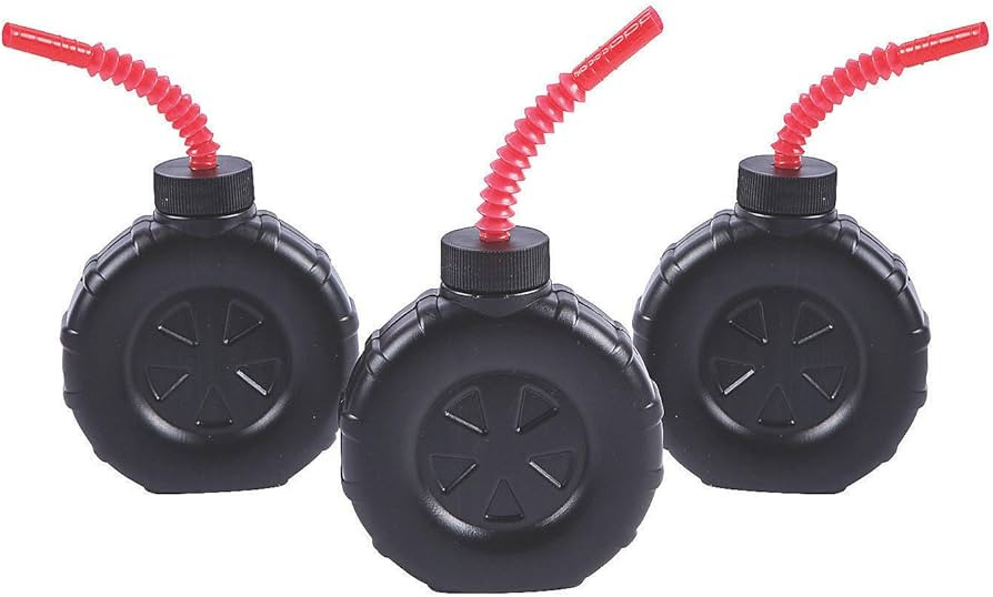 Fun Express Set of 12 Pieces Tire Shaped Sipper Cups with Straws, 4.5" with 7.5" Straws, Each Hol... | Amazon (US)