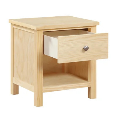 1-Drawer Nightstand with Storage Cubby Natural Pine Finish Wooden Bedroom Furniture 1pc Bedside Table | Wayfair North America