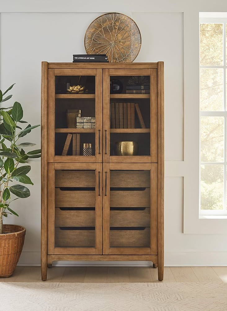Modern Wood Display Cabinet, Dining Storage, Bookcase, Fully Assembled, Brown | Amazon (US)
