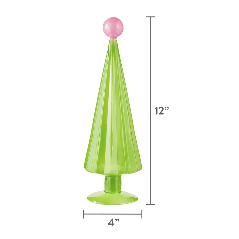 Green & Pink Glass Christmas Tree Decoration, 12.25 in, by Holiday Time | Walmart (US)