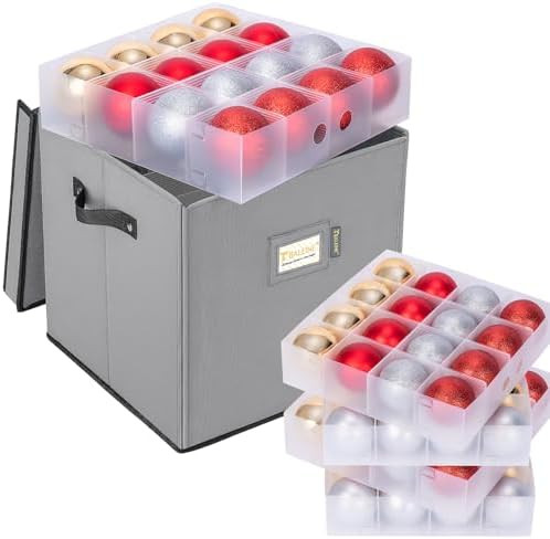 BALEINE Christmas Ornament Storage Box with Dividers, Premium Holiday Ornaments Storage Container... | Amazon (US)