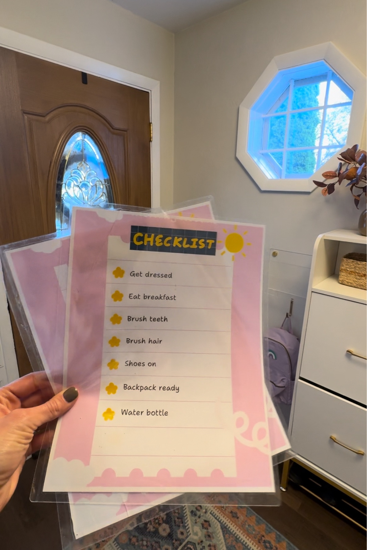 Morning routine checklist - printed at home and laminated with self seal laminating sheets. Dry erase markers will erase off. 

#LTKKids #LTKFamily