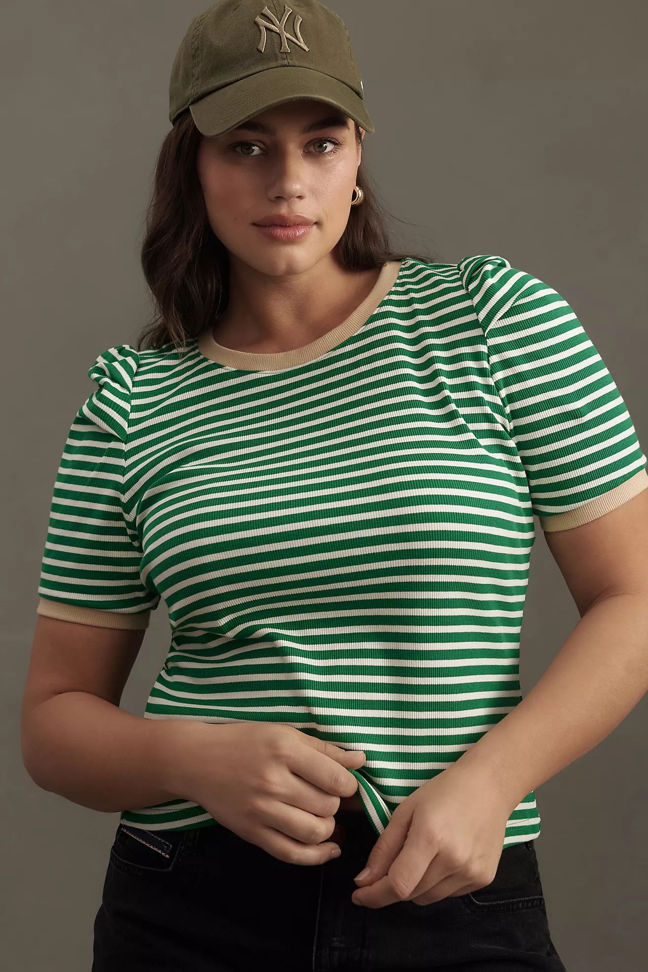 Maeve Puff-Sleeve Striped Top | Anthropologie (US)