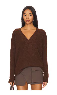 Central Park West Yorke Oversized Vneck in Chocolate from Revolve.com | Revolve Clothing (Global)