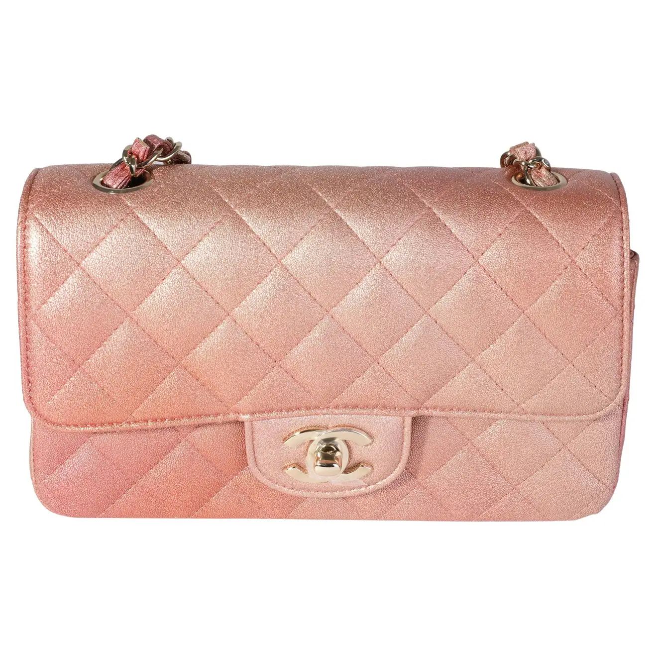 Chanel Metallic Rose Gold Ombré Classic Rectangular Mini Flap Bag | 1stDibs