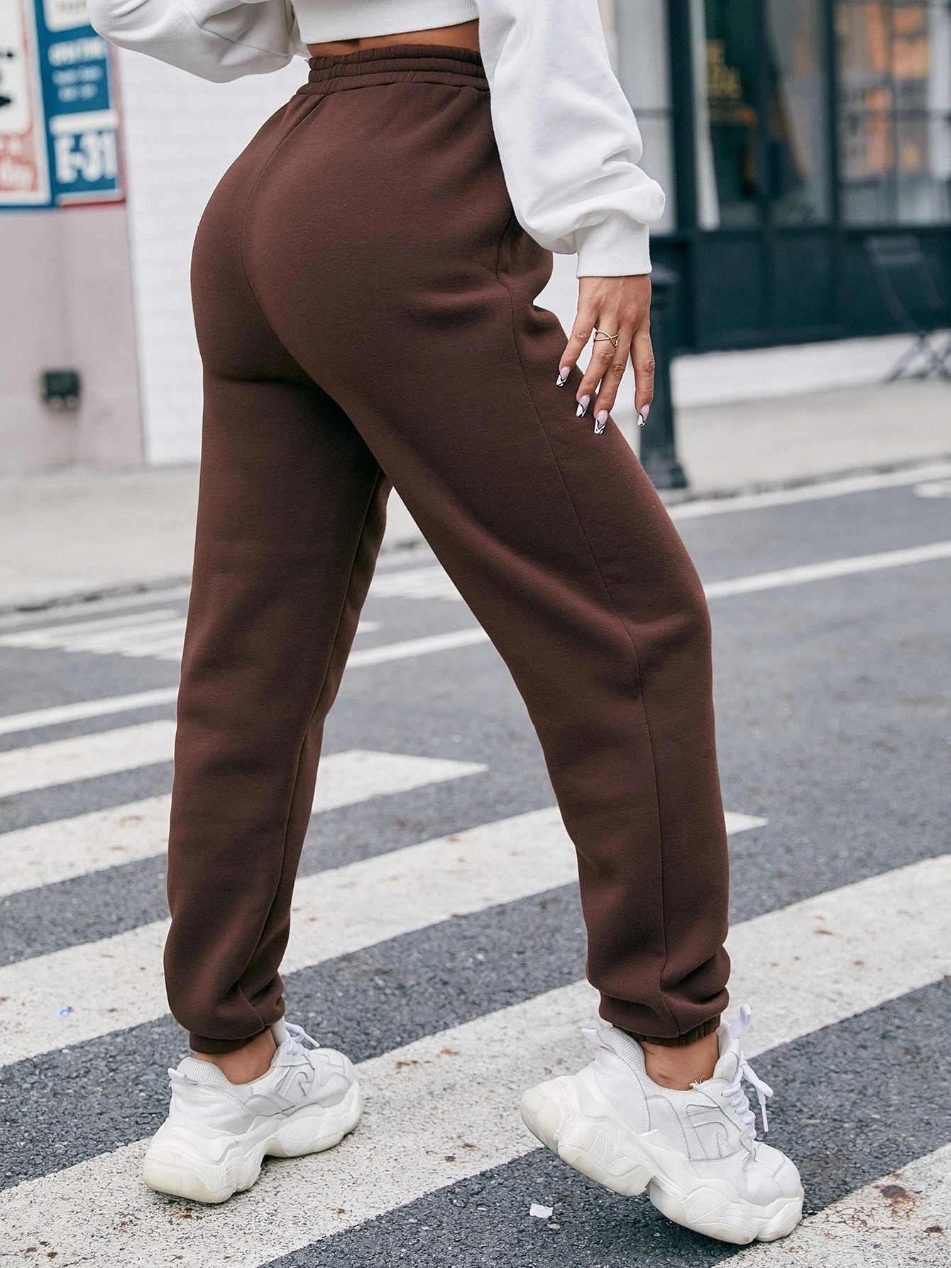 Elastic Waist Solid Sweatpants | SHEIN