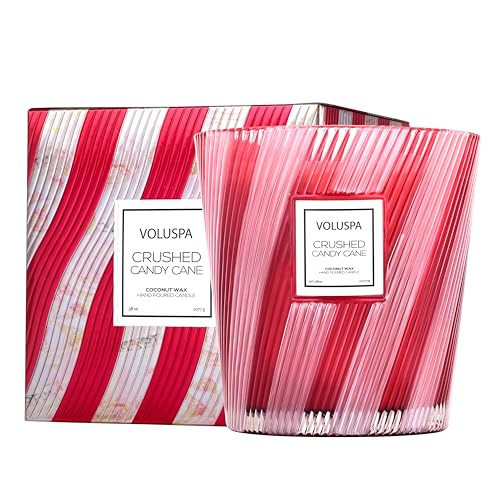 Voluspa Crushed Candy Cane, 3 Wick Boxed Hearth, 38 oz, 80 Hour Burn Time, Coconut Wax for Clean Burning, Handcrafted in the USA | Amazon (US)