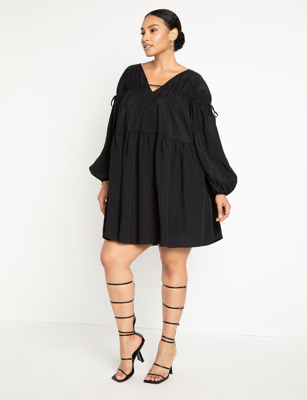 Shirred Mini Dress | Women's Plus Size Dresses | ELOQUII | Eloquii