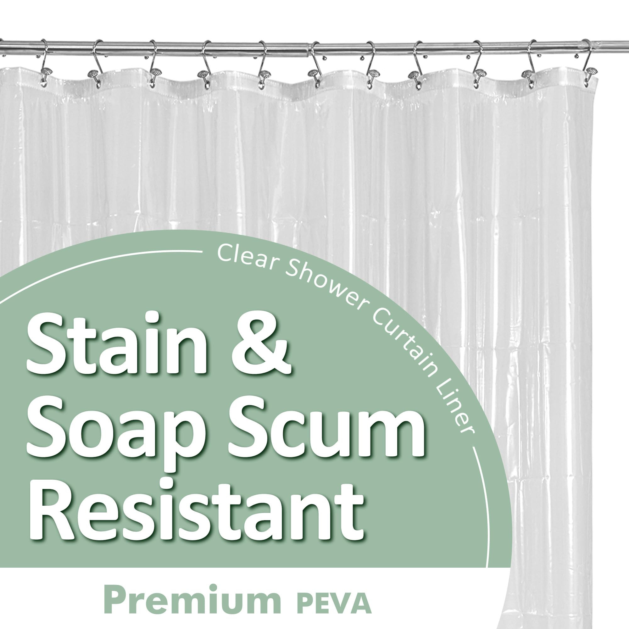 Barossa Design Plastic Shower Liner Clear - Premium PEVA Shower Curtain Liner with Rustproof Grom... | Amazon (US)
