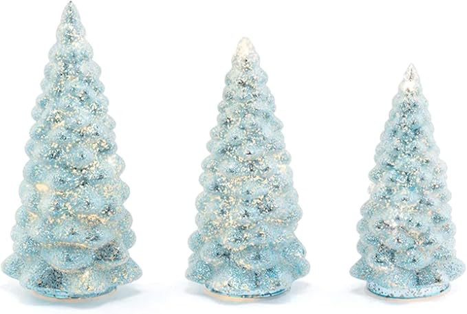Napco 52961 LED Glitter Christmas Trees, Ice Blue 9.25 x 4.25 Inches Glass Decorative Holiday Fig... | Amazon (US)