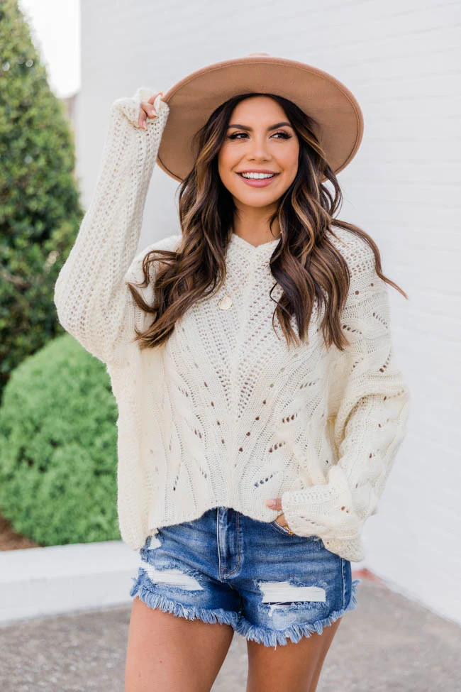 Clever Connection Cream Sweater | The Pink Lily Boutique