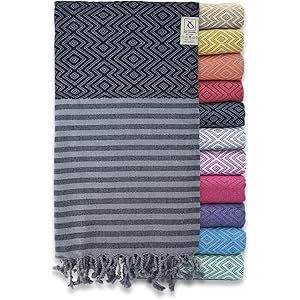 Ray Silver Premium Turkish Beach Towel 100% Cotton Towels Peshtemal 71x40(100x180 cm) Thin Light Wei | Amazon (US)