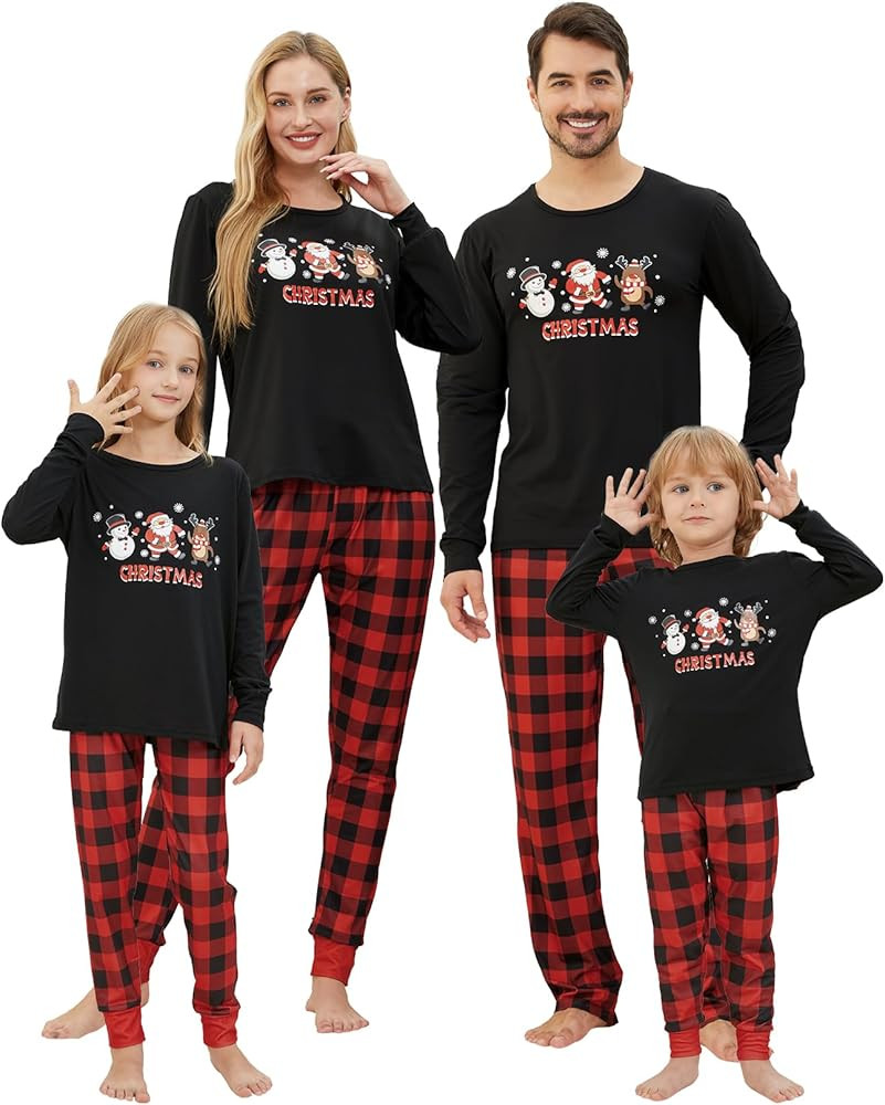 YIJIU Christmas Pajamas Cute Deer Print Long Sleeve Totem PJS Set | Amazon (US)