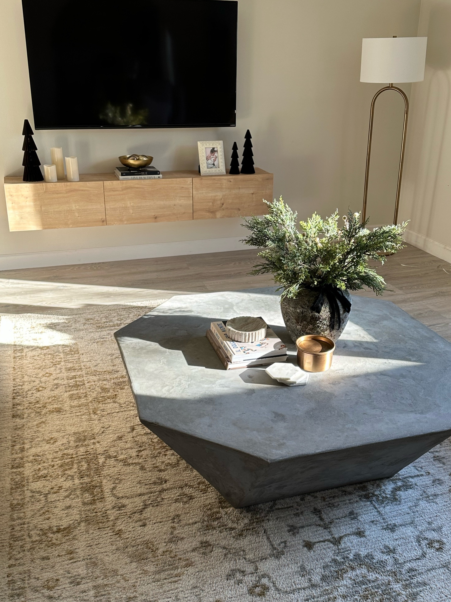 Simple touches of holiday decor added to the floating tv console in the living room! 

Wayfair finds, Wayfair furniture, living room furniture, floating tv console, floating tv stand, floating media console, console with storage, living room decor, holiday decorr

#LTKSeasonal #LTKHome