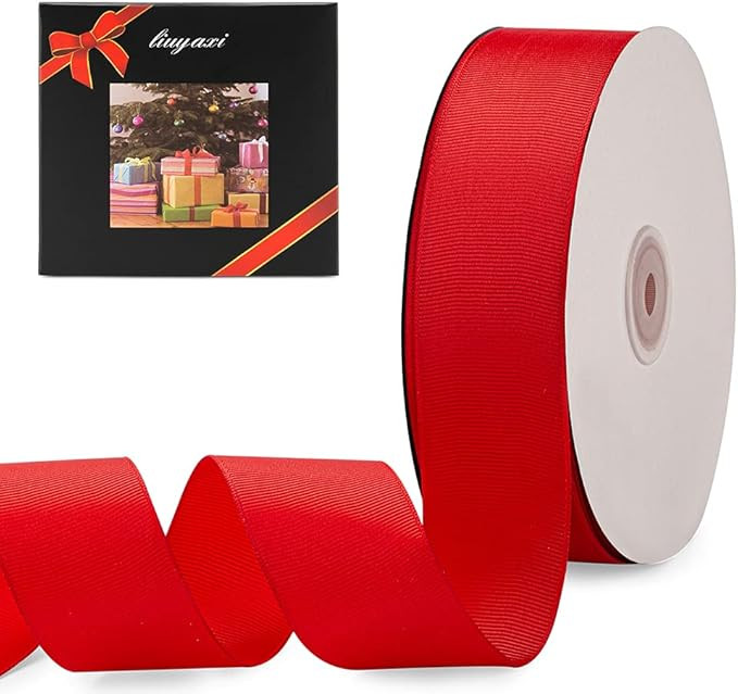 LIUYAXI 1-1/2" X 50 Yards Solid Red Grosgrain Ribbon, Perfect for Crafts, Wedding Decor, DIY Hair... | Amazon (US)