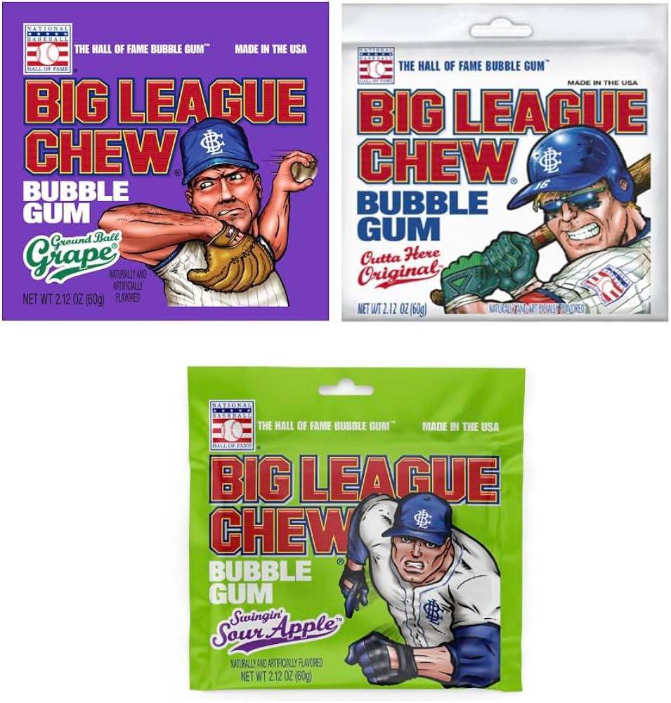 Big League Chew 3 Pack Variety 2.12 oz Bags - Original Bubble Gum, Ground Ball Grape and Swingin'... | Amazon (US)