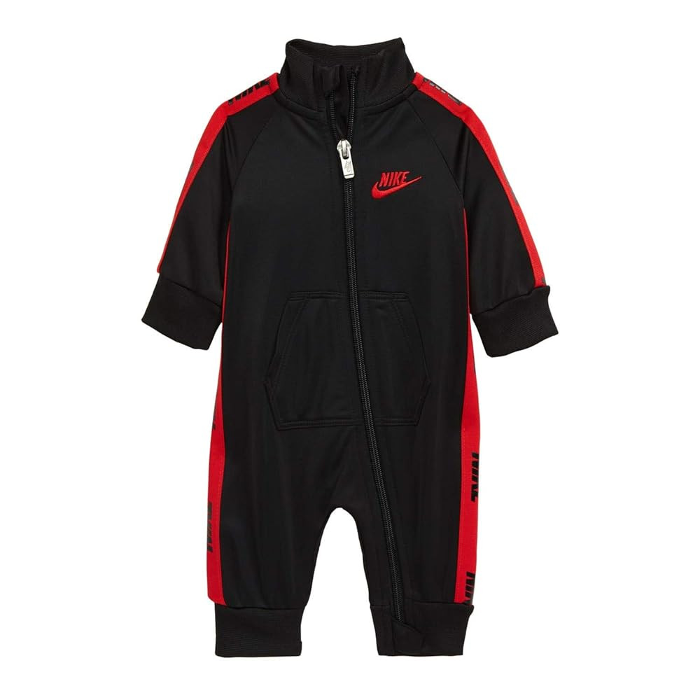 Nike Baby Boys Long Sleeve Tricot Taping Full Zip Coverall (Black(56H023-023)/Red, 6 Months) | Amazon (US)