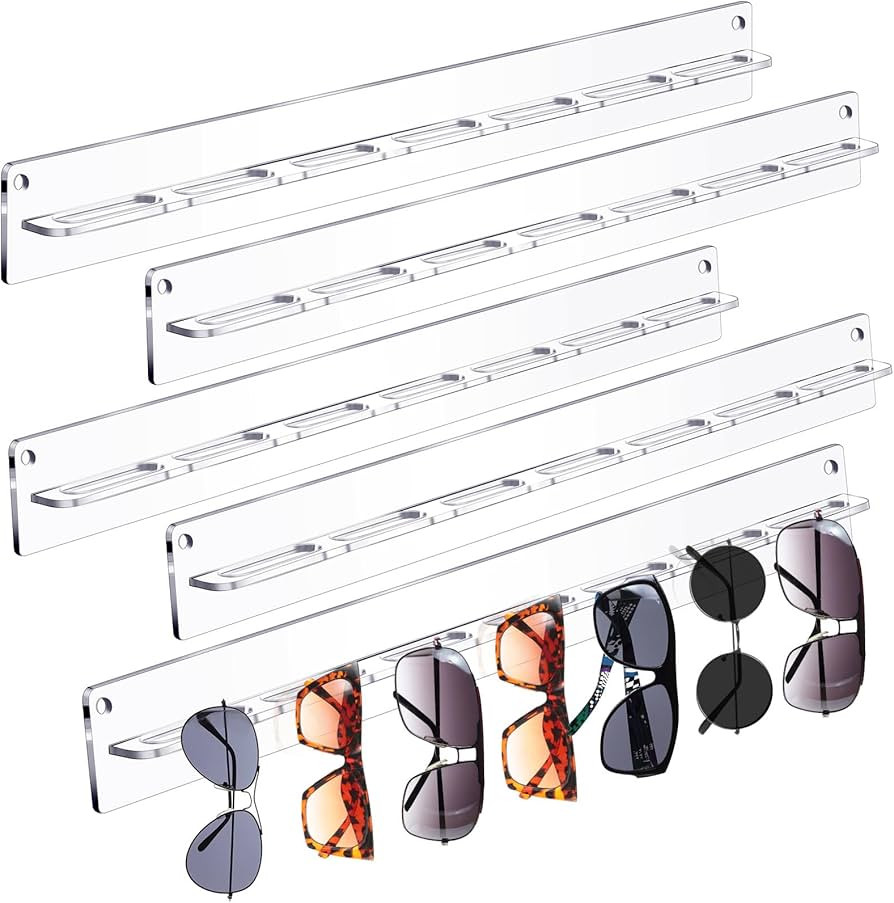 5 Pack Acrylic Sunglasses Organizer Storage Wall Mounted Eyeglasses Holder Hanging Eyewear Displa... | Amazon (US)