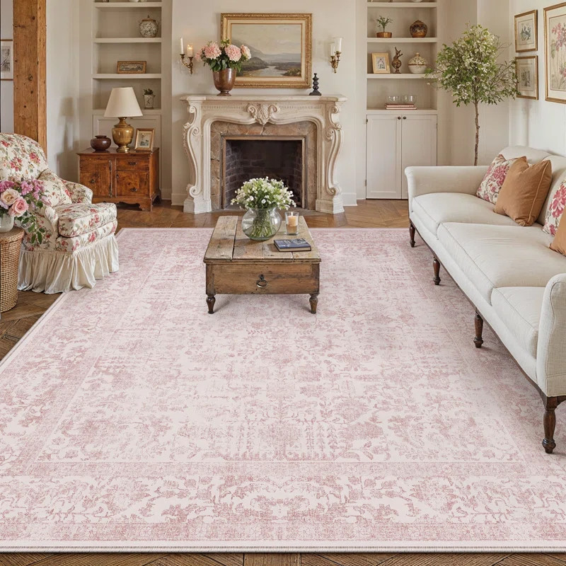 Kitty Machine Washable Vintage Area Rug With Non-Slip Backing | Wayfair North America