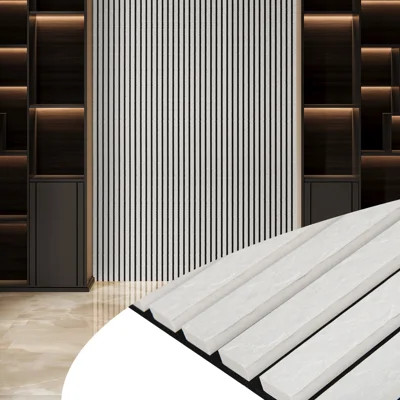 4PC x  106"L x 12.6"W  Acoustic Slat Wall Panels, 3D Faux Stone Soundproof & Waterproof Decorative Panels, (Set of 4/37.1 sq. ft.) | Wayfair North America