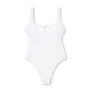 Women's Ribbed Henley One Piece Swimsuit - Stoney Clover Lane x Target White | Target