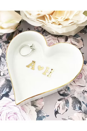 Pers Heart Monogram Heart Shaped Ring Dish | Davids Bridal