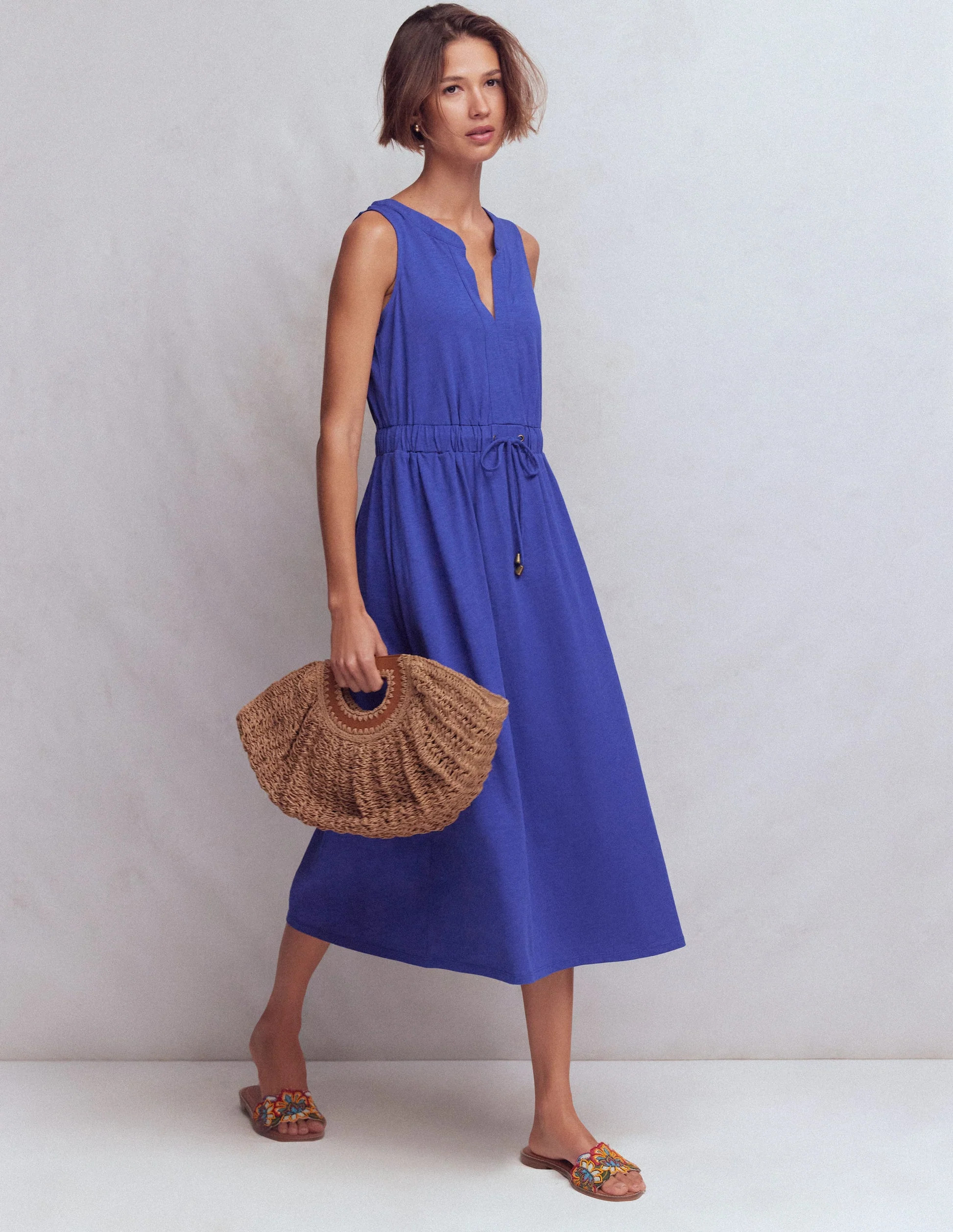Delphine Midi Jersey Dress-Sapphire Blue | Boden UK