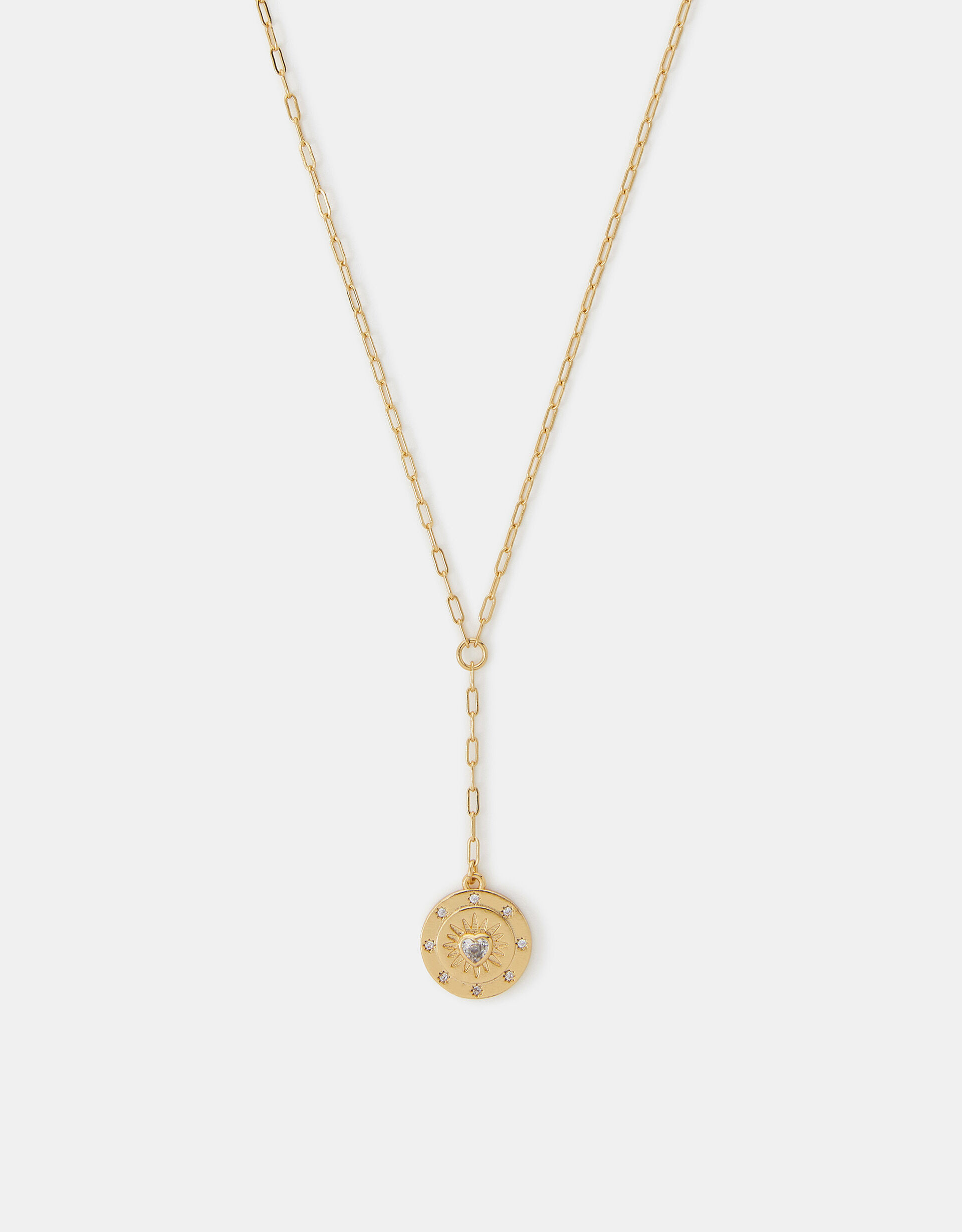 14ct Gold-Plated Heart Pendant Lariat Necklace | Accessorize (Global)