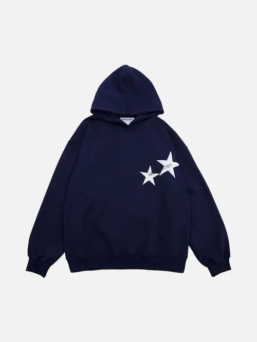 AELFRIC EDEN Star Color Contrast Hoodie in Dark Blue at Nordstrom, Size Large | Nordstrom