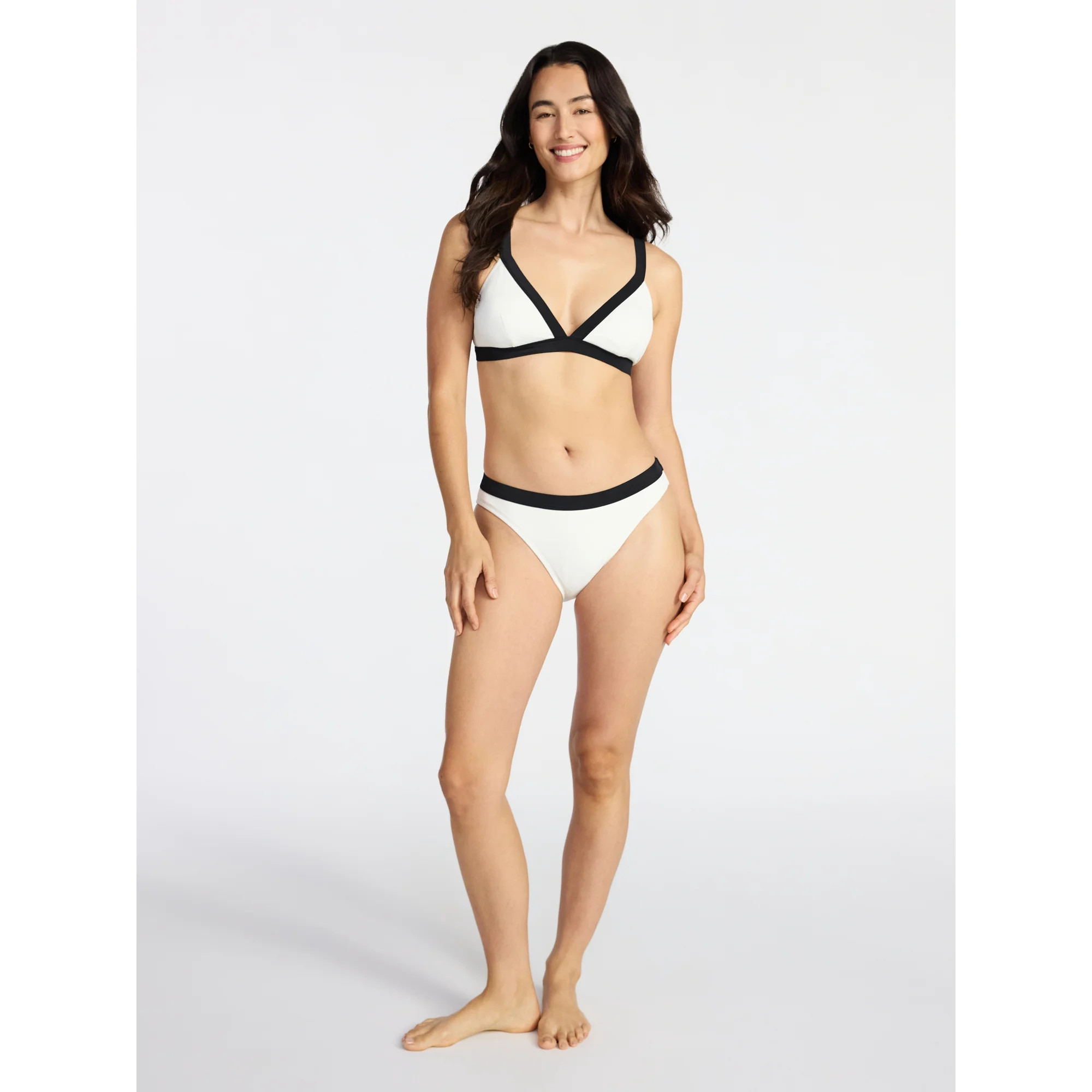 Time and Tru Women's and Women's Plus Size Shore Side Contrast Banded Bikini Top, Sizes XS-3X | Walmart (US)