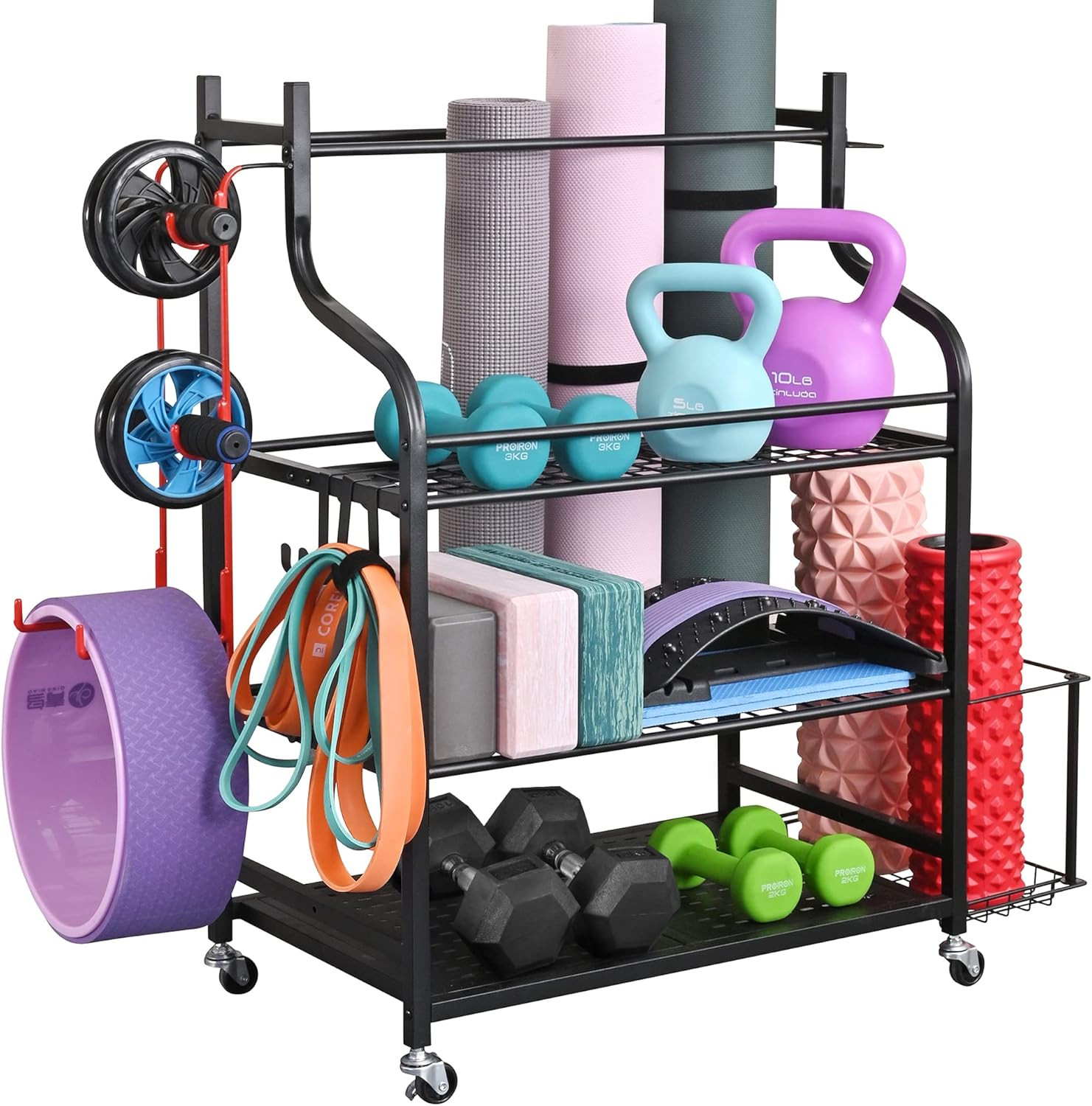 Mythinglogic Yoga Mat Storage Racks,Home Gym Storage Rack for Dumbbells Kettlebells Foam Roller, ... | Amazon (US)