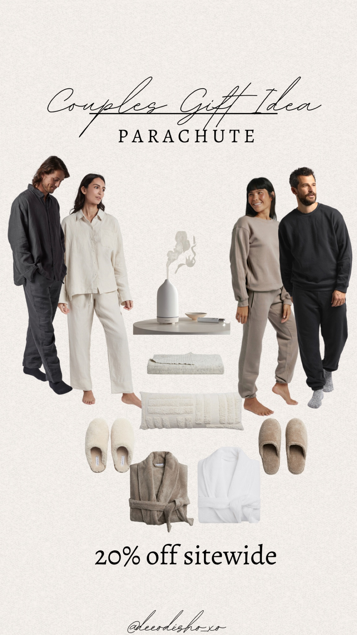 Gift ideas for couples // Parachute Loungewear/home 20% off sitewide! 

#giftguide #giftideas #giftideasforcouples #giftideasforher #giftideasforhim #gifts #loungewear #loungeset #parachute #parachutesale #parachuteloungewear #sweatsforhim #sweatsforher #slippers #cozyslippers #robes #couplesloungeset #couplesgiftideas #couplesloungewearset #couplesloungewear #home #homedecor #throwblanket #throwpillows #homesale #blackfriday #cybermonday #cybermondaysale #blackfridaysale #ltksalealert #ltkmens #ltkwomens #ltkcouples #ltkcyberweek

#LTKHoliday #LTKhome #LTKGiftGuide