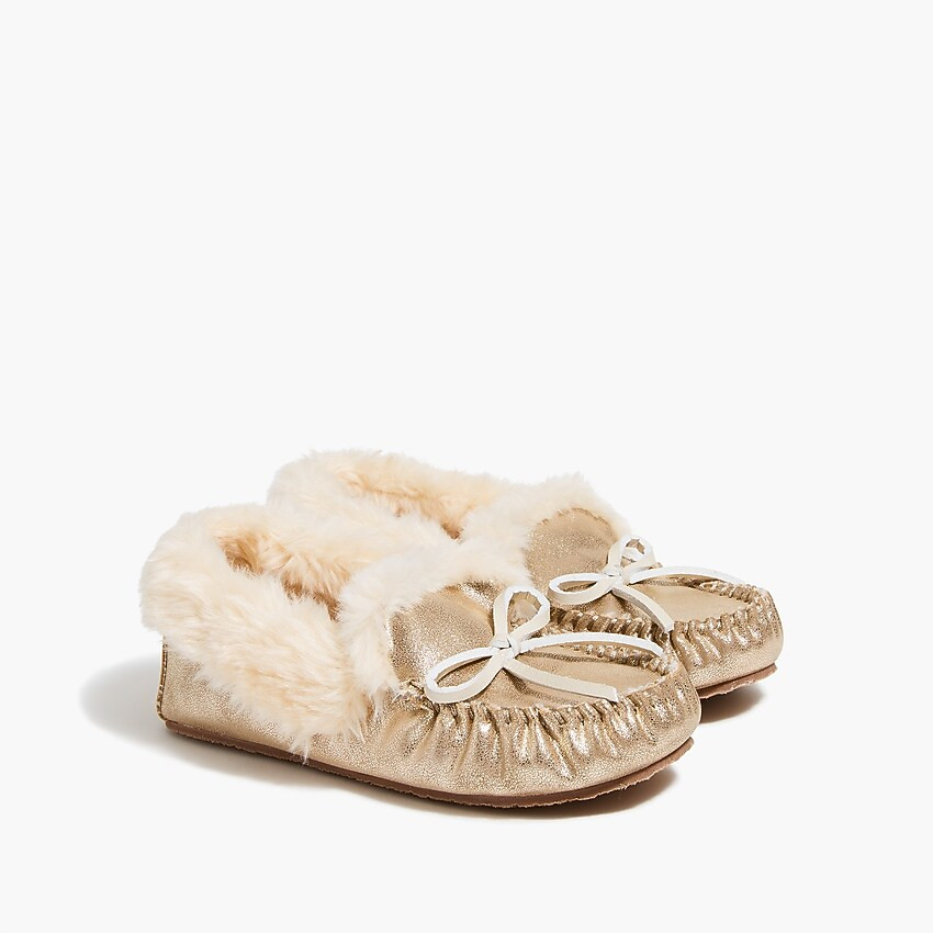 Girls' metallic moccasin slippers | J.Crew Factory