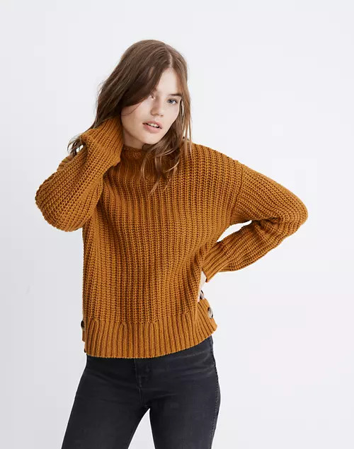 Mockneck Side-Button Pullover Sweater | Madewell