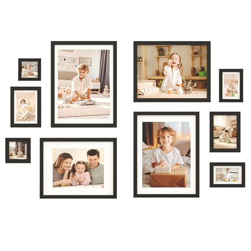 Egofine Picture Frame Set 10 Pack, Picture Frames Collage Wall Decor with Two 12x16,Two 11x14,Two 5x7,Two 4x6,Two 4x4 for Wall and Tabletop, Made of Solid Wood, Covered by Plexiglass, Black | Amazon (US)