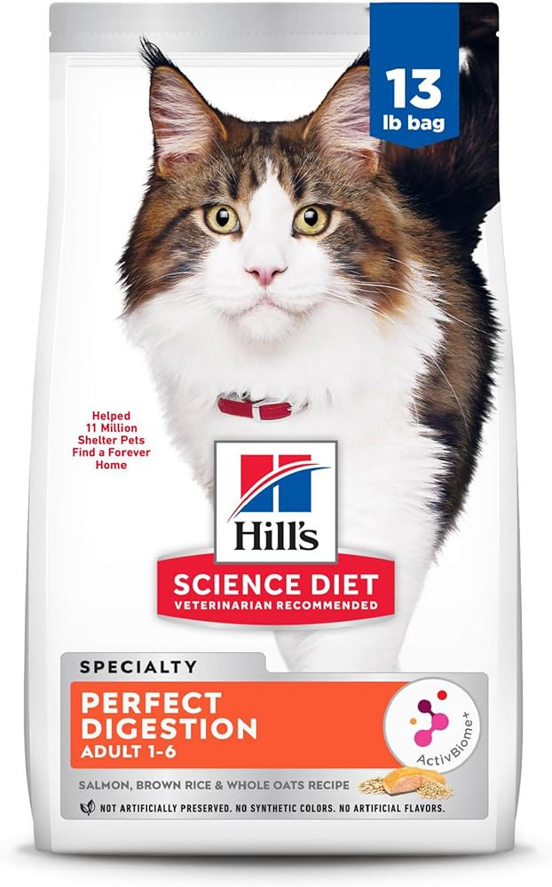 Hill's Science Diet Perfect Digestion, Adult 1-6, Digestive Support, Dry Cat Food, Salmon, Brown ... | Amazon (US)