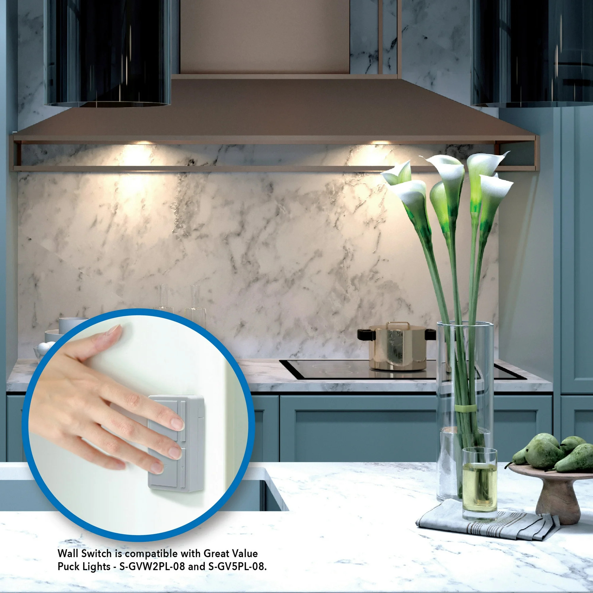 Great Value Wireless LED Puck Lights with Wall Switch - 2 Pack | Walmart (US)