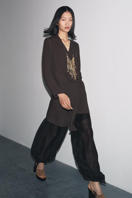 ZW COLLECTION ASYMMETRIC WRAP BLOUSE | Zara UK