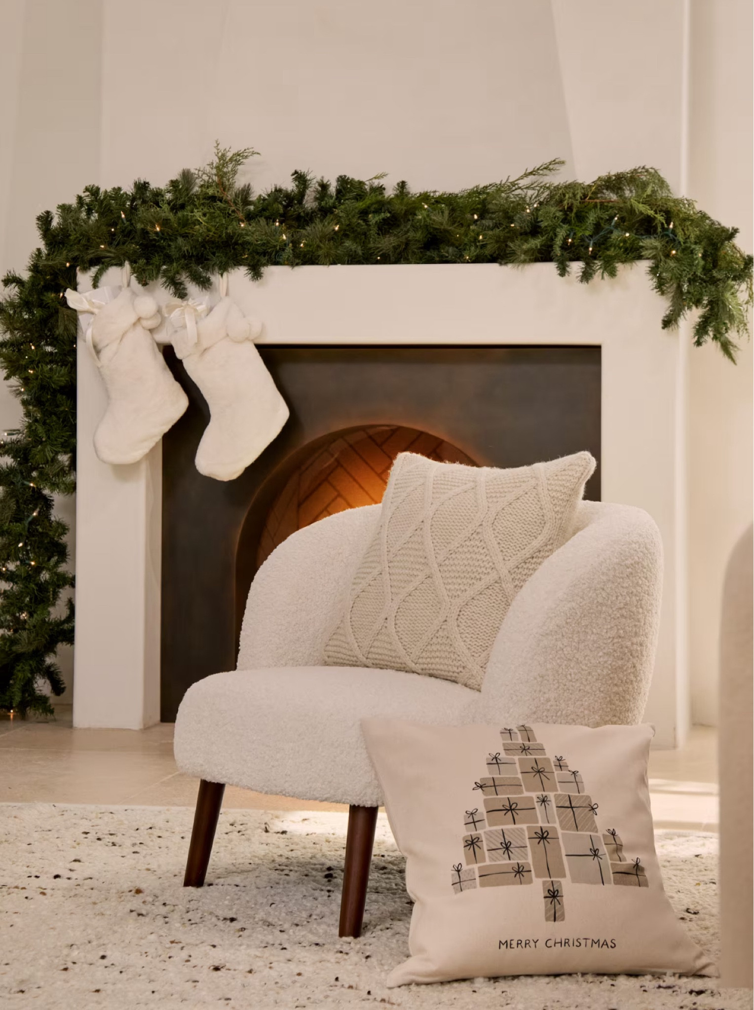 A cozy corner for Christmas 
#ltkhome #cheminy #armchair #pillows #stocking #christmas #christmasdecor #rug #lights #home #homedecor #natale #poltrona #cuscini #casa

#LTKitalia #LTKeurope #LTKgiftguide