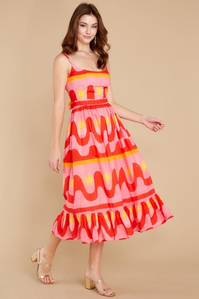 Tamarindo Fuego Print Dress- Vacation Dress | Red Dress 