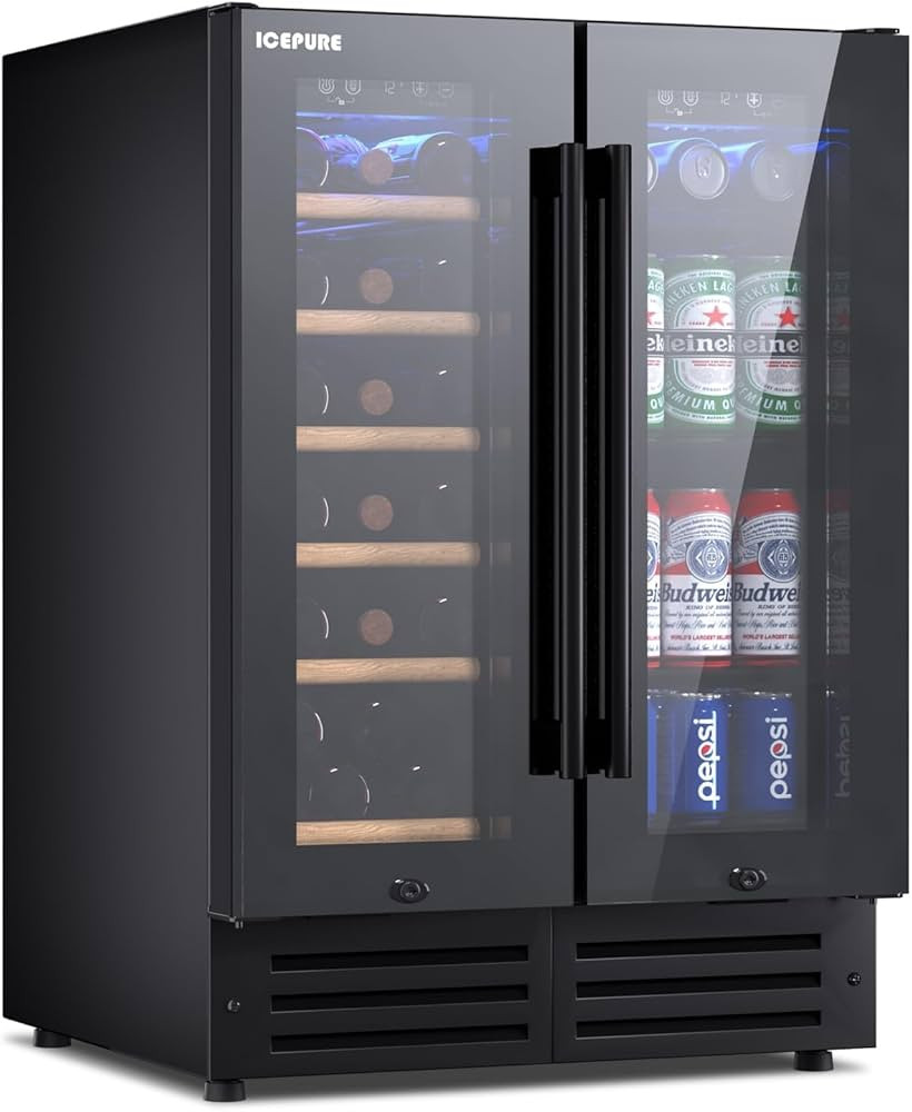 ICEPURE Wine and Beverage Refrigerator 24 Inch, Dual Zone Wine and Beverage Cooler with Glass Doo... | Amazon (US)
