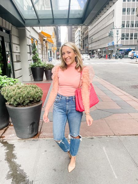 I see you NYC! Fun casual outfit with puff sleeve top. True to size. Jeans are old but linking similar pairs. Shoes size up half a size.

#LTKunder50 #LTKFind #LTKstyletip
